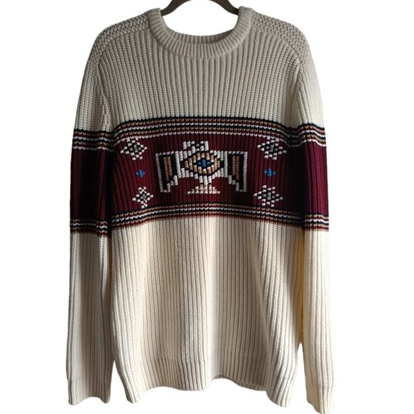 XL🔴Forever 21 Men's White and Burgundy Jumper Sweater - Picture 3 of 8